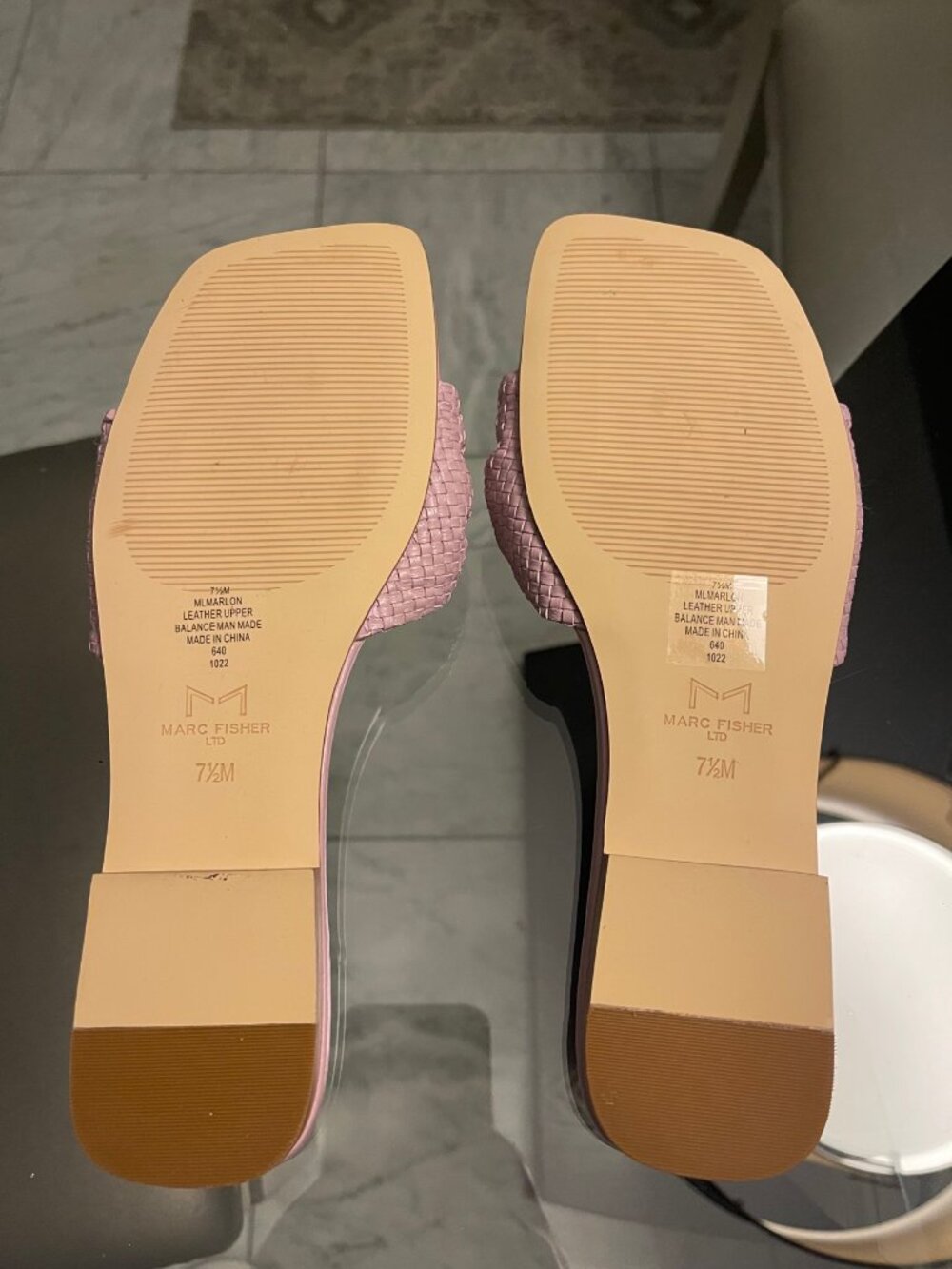 Marc Fisher LTD Marlon Woven Knot Slide Sandals Purple Sz 7.5 $120 Retail